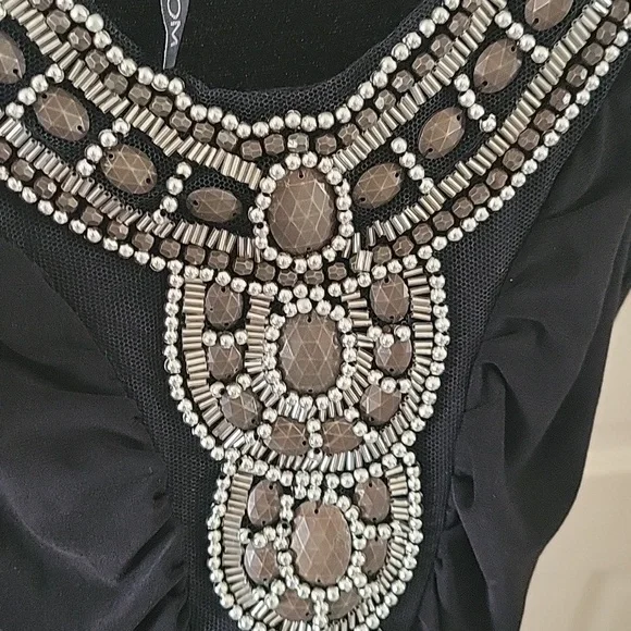 Women's black beaded dress - Picture 3 of 4